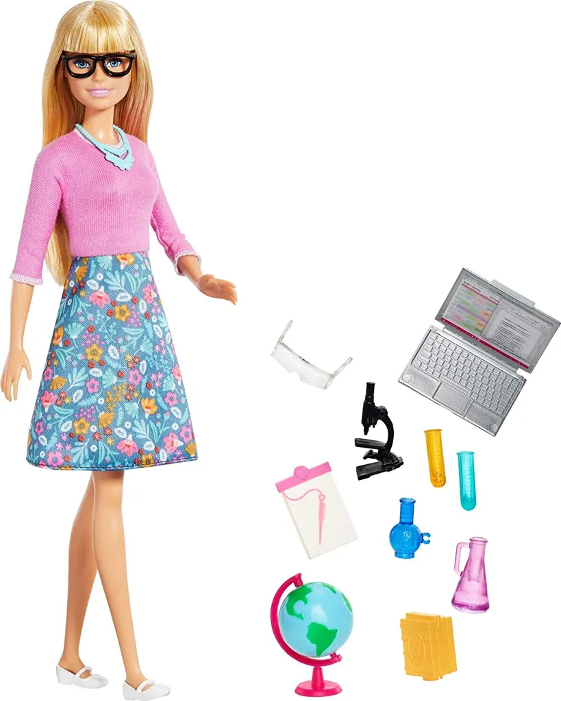 Mattel Barbie GJC23 Lehrerin Puppe Blond Mit Schulaccessoires Und Globus – Bild 2