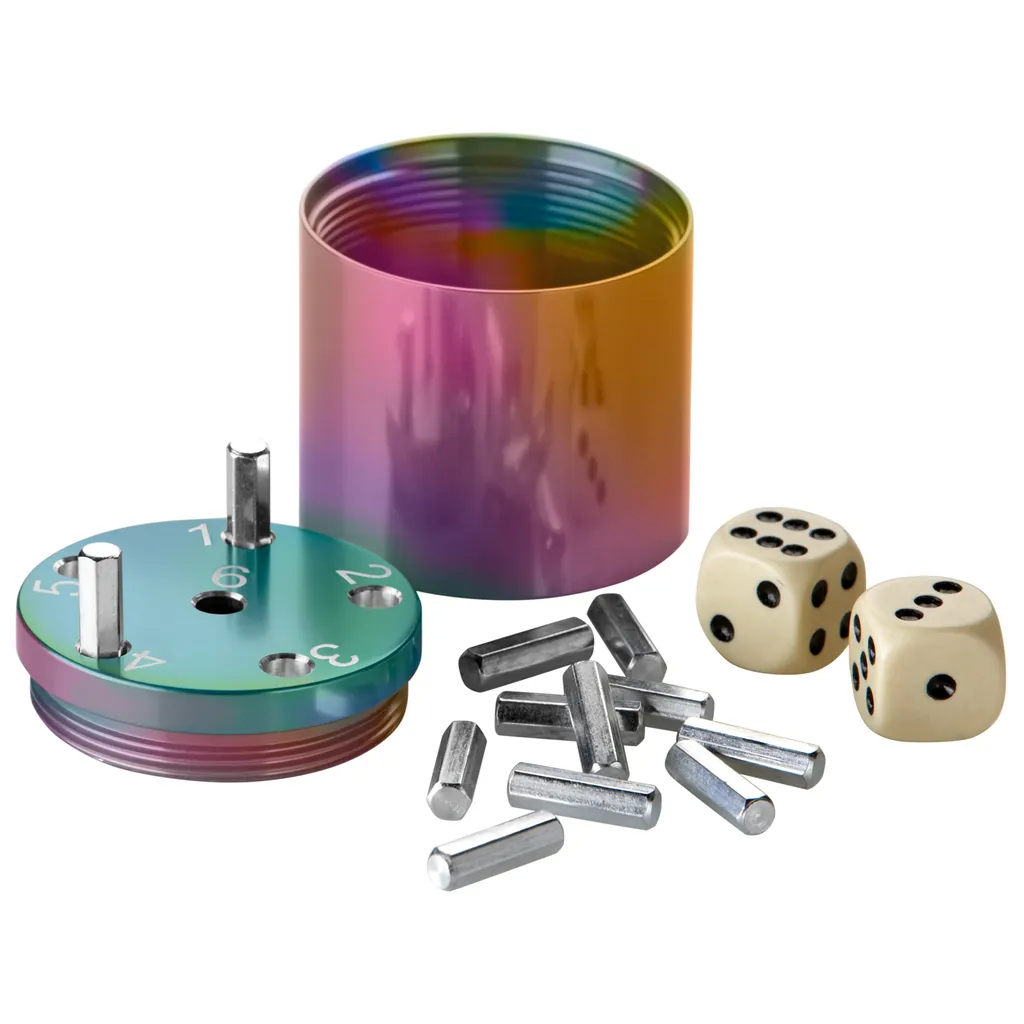 BestSaller 3009 SUPER SIX Würfelspiel Aluminum, 36 Spielstäbchen & 2 Würfel, Rainbow Splash, Mehrfarbig (2 Stück) – Bild 4