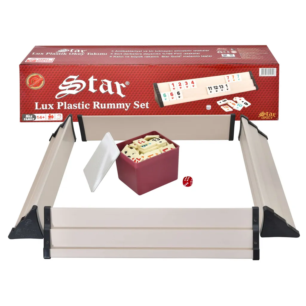 Lux Rummy Set VIP Okey 106 Melamin Steine Schwere Qualität TAKIMI Wooden Beige – Bild 2