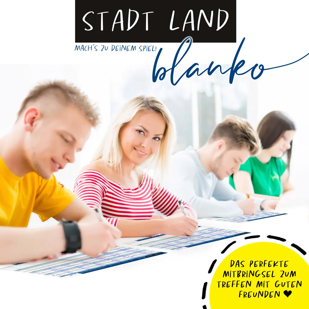 Stadt Land Blanko Spiel - Stadt-Land-Fluss Vorlage Gesellschaftsspiel | Spieleblock Mit 24 Feldern Als Familien & Partyspiel | 50 DIN A4 Blätter 400+ Kategorien | Der Knobelspaß Block – Bild 3