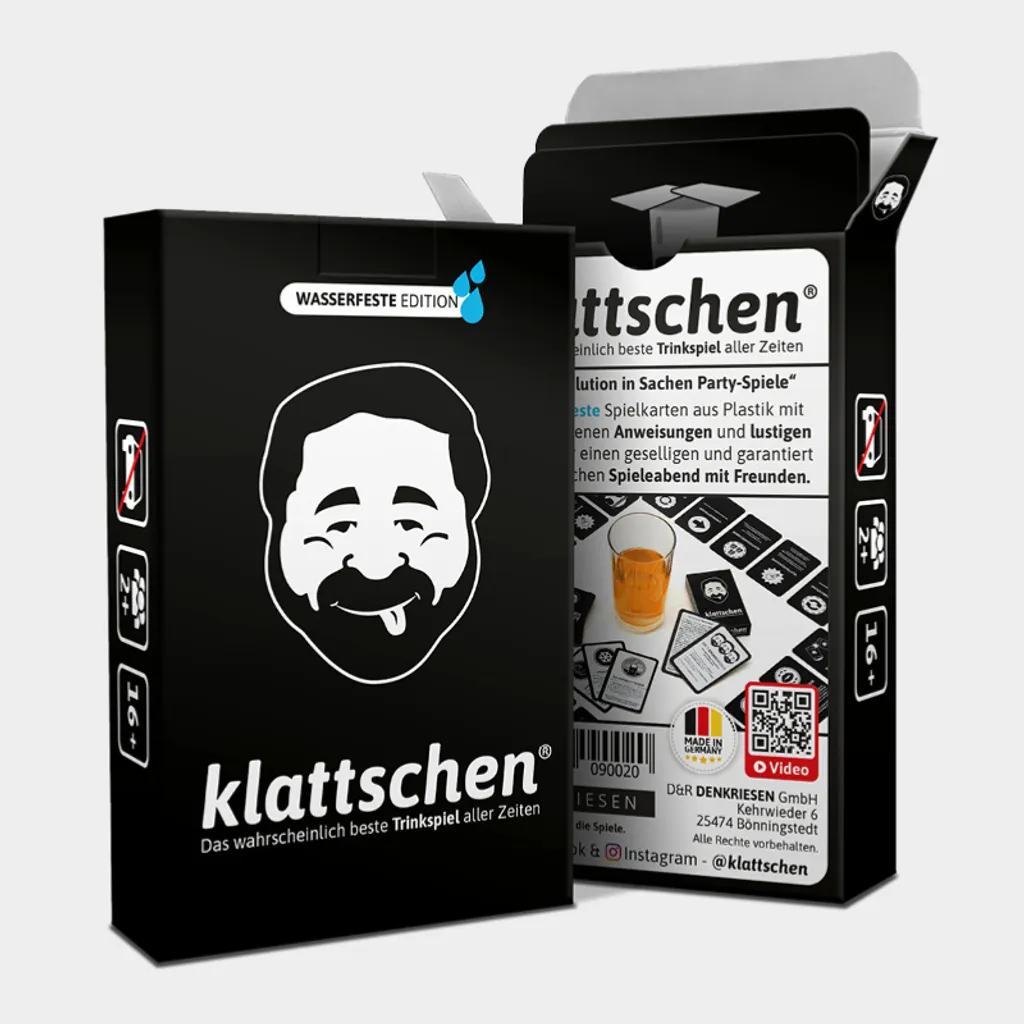 Klattschen® - Trinkspiel - WASSERFESTE EDITION - Das Wahrscheinlich Beste Trinkspiel Aller Zeiten