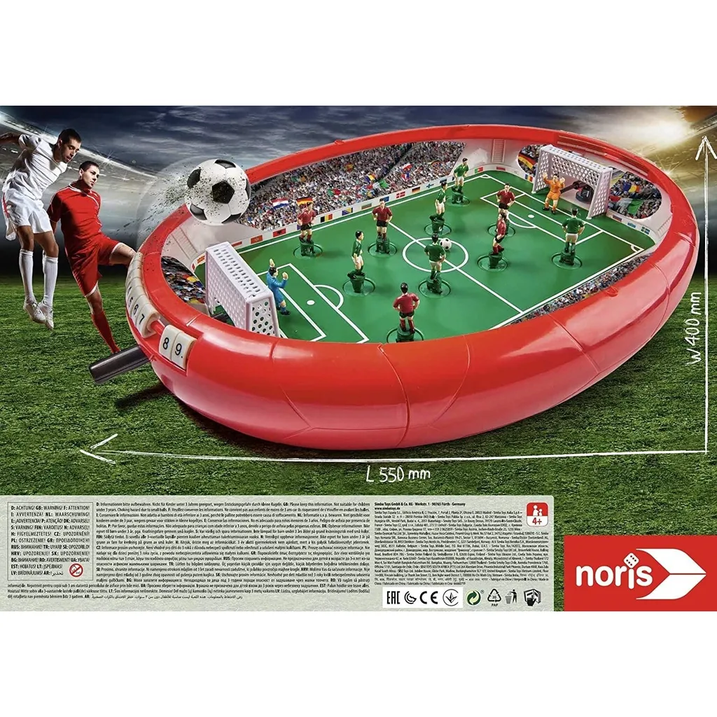 Noris 606178712 Fußball Arena, Der Tischfußball Spaß Für Die Ganze Familie, Mit Toranzeige, Gesamtgröße 55 X 41 X 8 Cm, Ab 4 Jahren – Bild 4