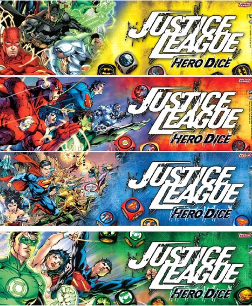Set-Justice League: Hero Dice (4- Set, Batman, Superman, Green Lantern & Flash, Deutsch)