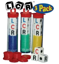 3 Stück Linke Mitte Rechts Würfelspiele Set (Verschiedene Farben)