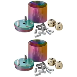 BestSaller 3009 SUPER SIX Würfelspiel Aluminum, 36 Spielstäbchen & 2 Würfel, Rainbow Splash, Mehrfarbig (2 Stück)