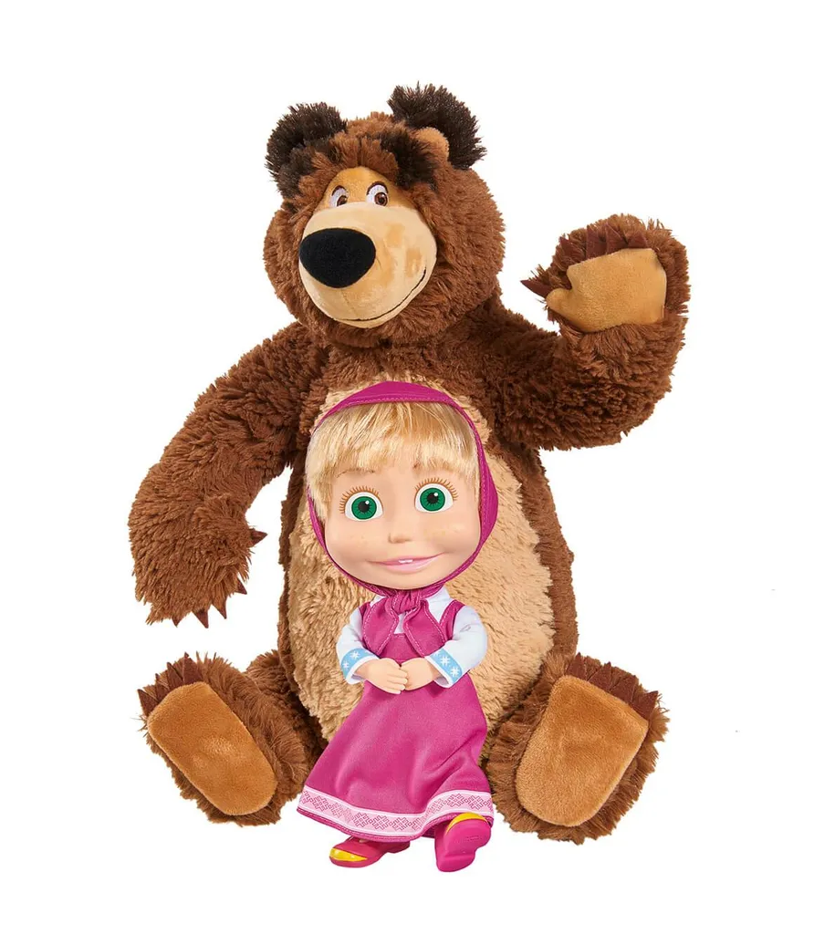 SIMBA TOYs Simba 109301016 Mascha Und Der Bär Set Plüschbär Puppe Groß Masha And The Bear Plüschtier – Bild 4