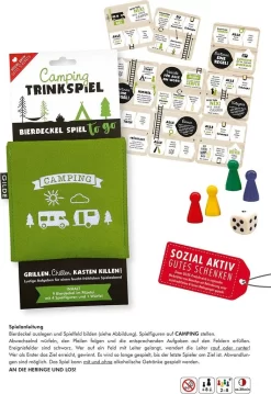 Gilde 44381 Trinkspiel "Camping" To Go Bierdeckelspiel Im Filzetui Reisespiel