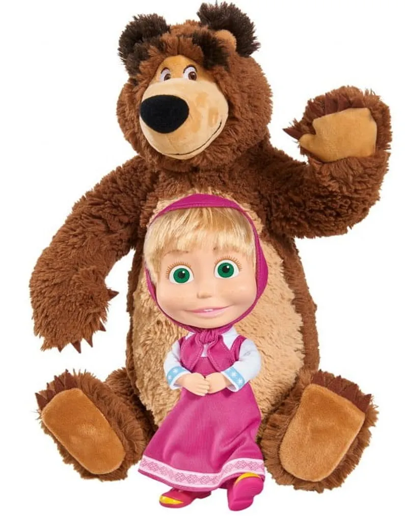 SIMBA TOYs Simba 109301016 Mascha Und Der Bär Set Plüschbär Puppe Groß Masha And The Bear Plüschtier – Bild 6