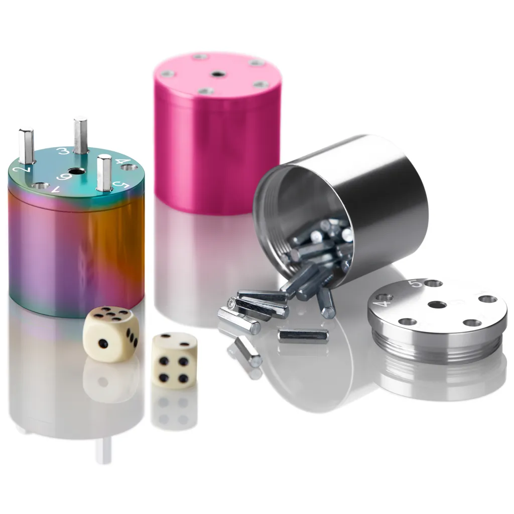 BestSaller 3009 SUPER SIX Würfelspiel Aluminum, 36 Spielstäbchen & 2 Würfel, Rainbow Splash, Mehrfarbig (2 Stück) – Bild 10