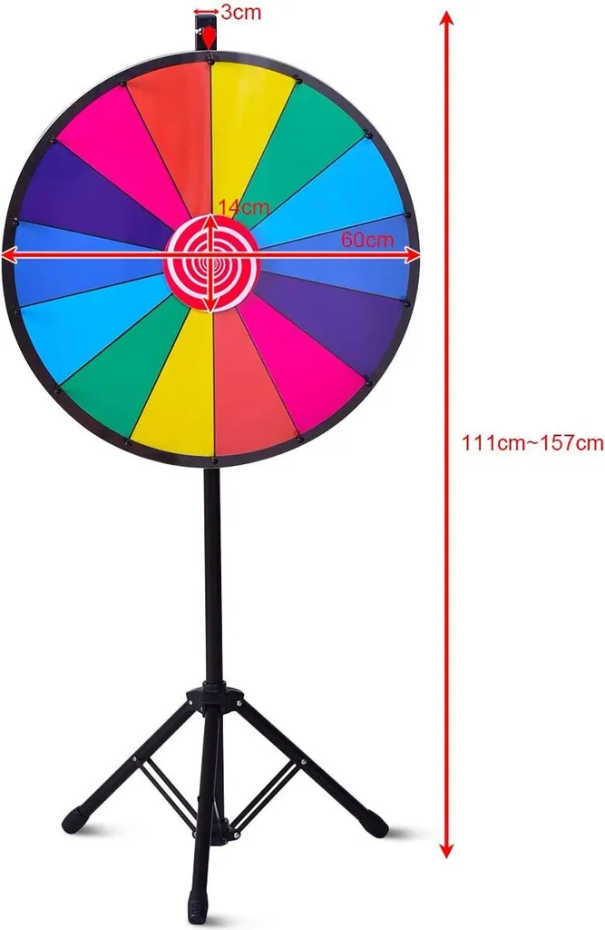 COSTWAY 24" Gluecksrad Spielzeug Farbe Rad Spiele Fuer Lotteriespiele, Wortspiele φ60cm – Bild 5