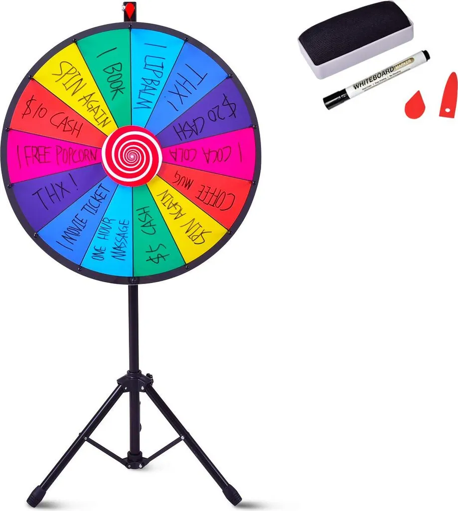 COSTWAY 24" Gluecksrad Spielzeug Farbe Rad Spiele Fuer Lotteriespiele, Wortspiele φ60cm – Bild 2