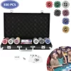 Wolketon Pokerkoffer 300 Chips Laser Pokerchips Poker 11.5 Gramm , 2 Karten, Haendler, 5 Wuerfel, Mit Aluminium-Gehaeuse Schwarz Koffer