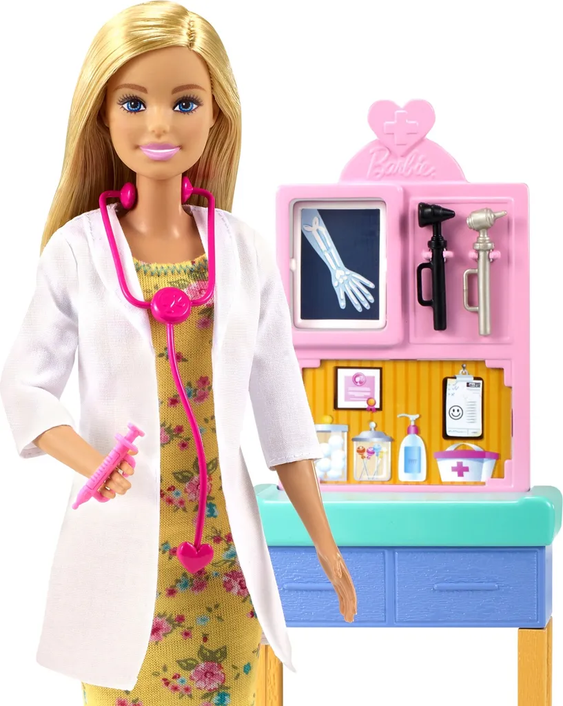 Barbie Kinderärztin Puppe (blond), Spielset Mit Kleinkind – Bild 3