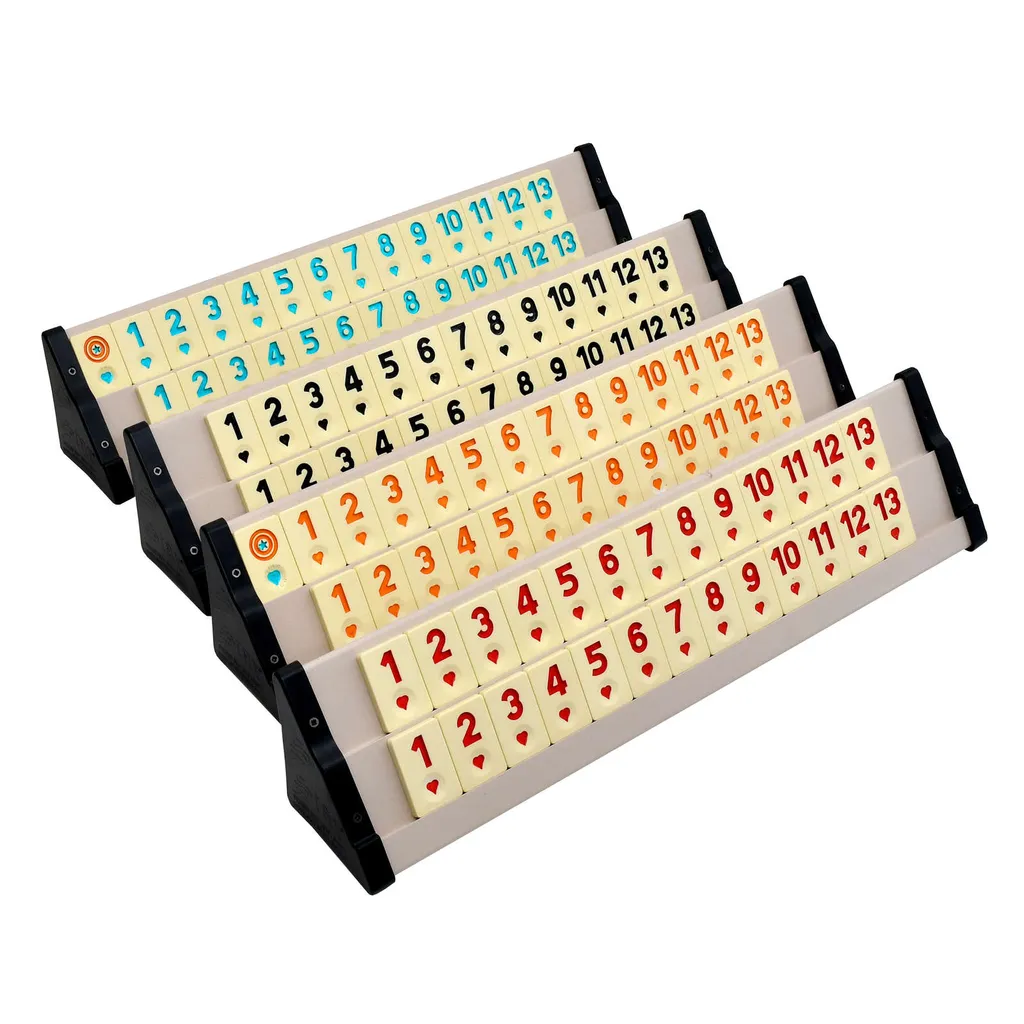 Lux Rummy Set VIP Okey 106 Melamin Steine Schwere Qualität TAKIMI Wooden Beige – Bild 7