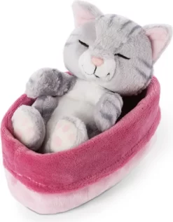 Nici 48086 Sleeping Kitties Schlafende Katze Im Körbchen 12cm Plüsch Grau