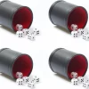 Leder-Würfelbecher-Set, 4 Stück, Filzfutter, Leiser Shaker Mit 5 Punkt Schwarz