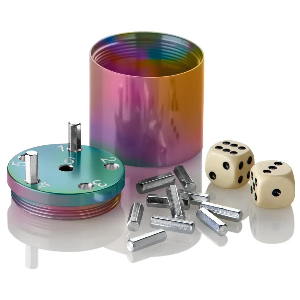 BestSaller 3009 SUPER SIX Würfelspiel Aluminum, 36 Spielstäbchen & 2 Würfel, Rainbow Splash, Mehrfarbig (2 Stück) – Bild 6