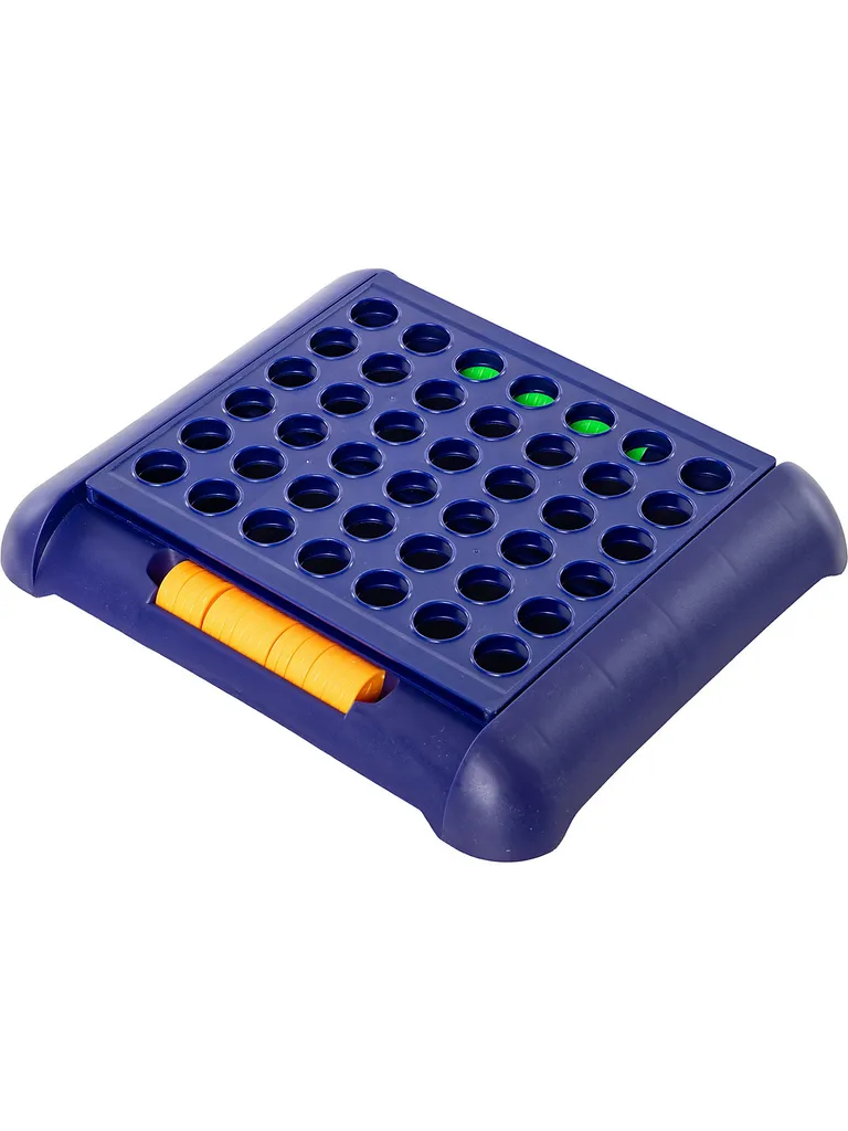 MyToys ORIGINALS 4 Gewinnt, 43-teiliger Spieleklassiker Für Spannenden Spielespaß Zu Zweit, Mit 42 Chips In 2 Farben (21 Chips Je Spieler*in), Ca. 28 X 33 X 24 Cm, Vier In Einer Reihe – Bild 2