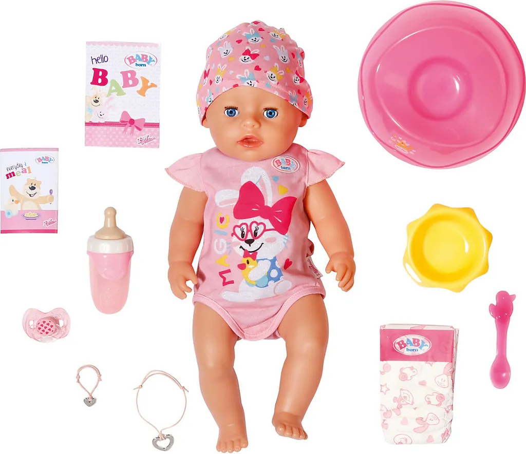 Zapf Creation 827956 BABY Born Magic Girl 43 Cm - Neu Mit Magischem Schnuller Und 10 Lebensechten Funktionen
