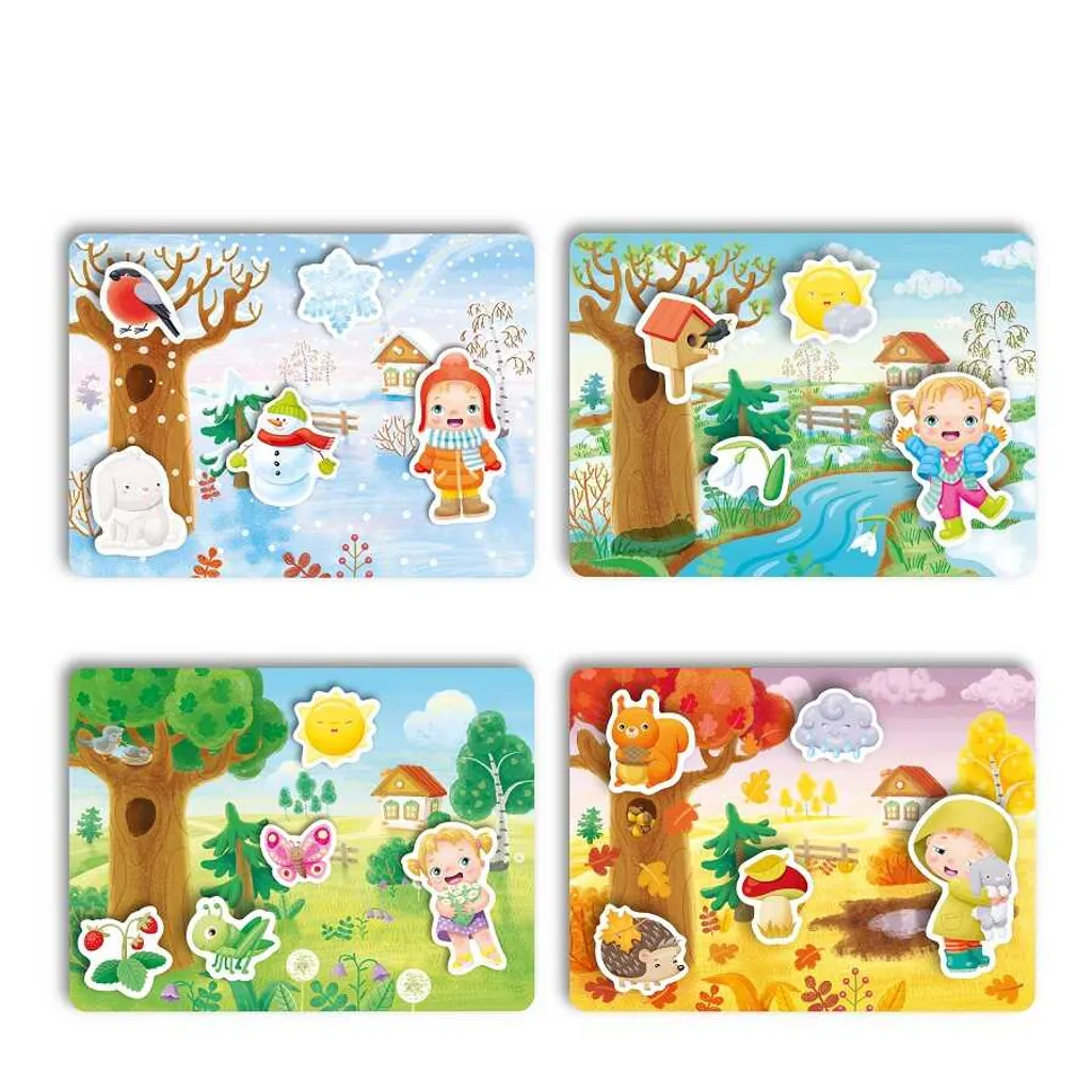 Montessori® Lernspiel, Plastikkarten Mit Klettverschluss - Seasons Jungen, Mädchen – Bild 2