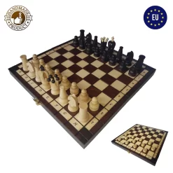 Schachspiel Schach Holz Schachbrett Mit Dame Spiel - 2 In 1 Chess Board Set Hochwertig Klappbar Mit Schachfiguren Groß Für Kinder Und Erwachsene 30,5 X 30,5 Cm
