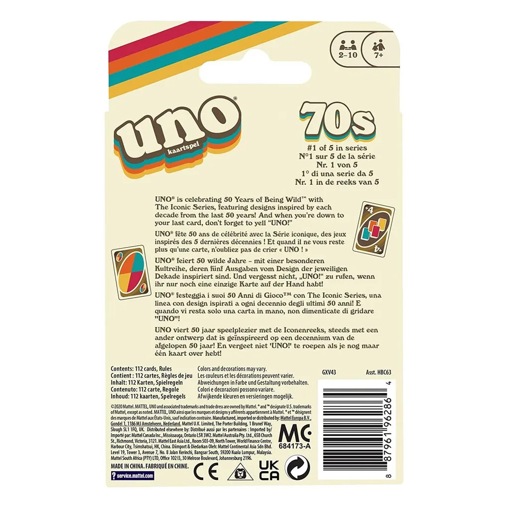 Mattel Games Uno Iconic 70's Premium Jubiläumsedition, Kartenspiel – Bild 7