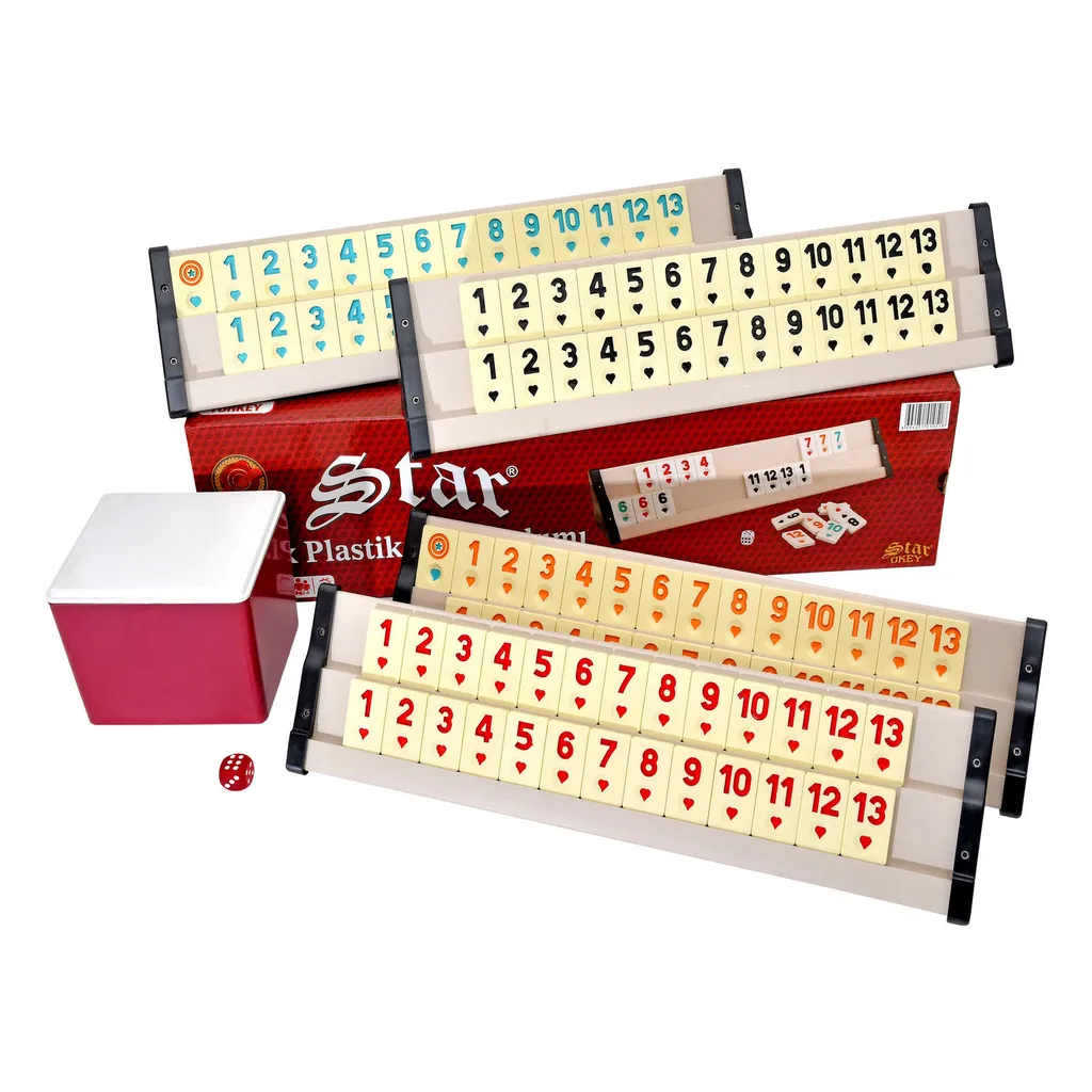 Lux Rummy Set VIP Okey 106 Melamin Steine Schwere Qualität TAKIMI Wooden Beige – Bild 3