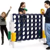 COSTWAY Vier-Gewinnt Spiel, 4 Gewinnt Spielbrettsätze, Vier In Einer Reihe Spiel Mit 42 Jumbo Ringen Und Schieberegler Zum Schnellen Neustart Für Kinder Und Erwachsene (Navy)