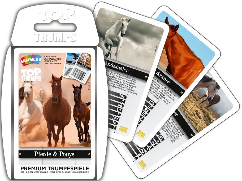 WINNING MOVES Top Trumps Pferde & Ponys Quartettspiel Kartenspiel Quartett Karten Spiel – Bild 2
