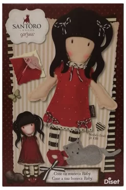 Diset 46671 Santoro London Gorjuss Nähe Deine Puppe Ruby Set Komplett Set Zum Nähen Einer Stoffpuppe Und Einer Katze