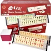 Lux Rummy Set VIP Okey 106 Melamin Steine Schwere Qualität TAKIMI Wooden Beige