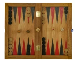 Backgammon + Dame Gr. L - Spielfeld 31x25 Cm - Innen Backgammon, Außen Dame