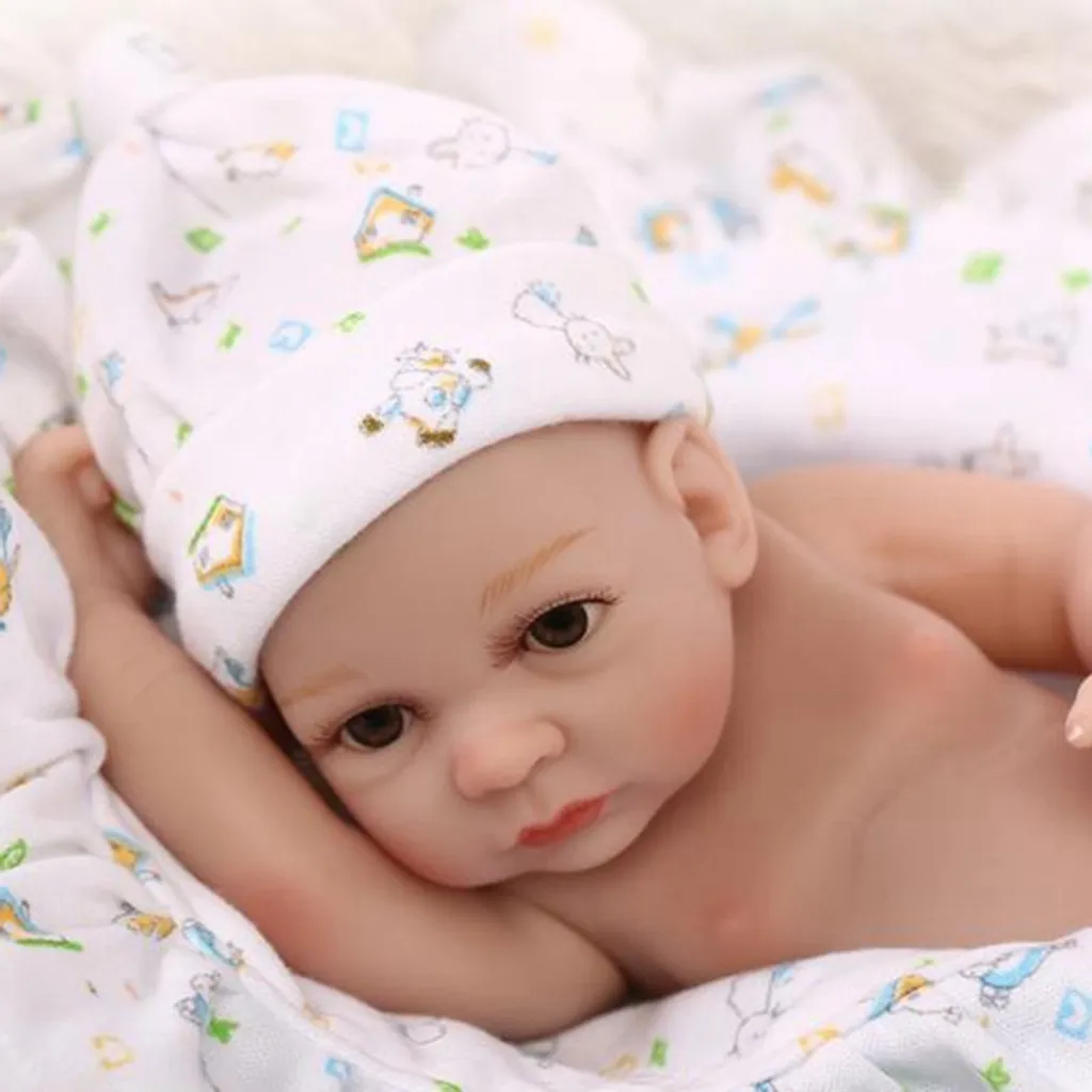 27cm Reborn Baby Lebensechte Babys Weich Silikon Baby Dolls Naturgetreue Niedlich Junge Puppe – Bild 5