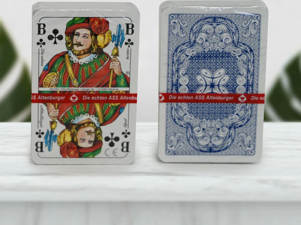 Original ASS Altenburger Romme Spielkarten, 55 Blatt 4x BLAU Und ROT – Bild 3